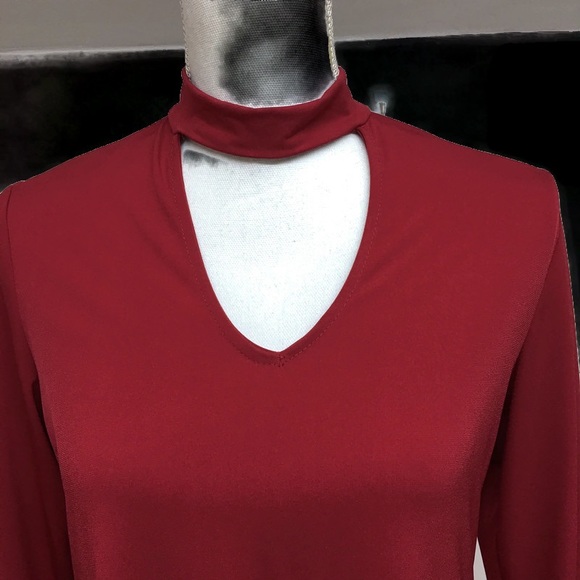 CHETTA B Christmas Red NWOT Keyhole Choker Dress Size L - Picture 3 of 4
